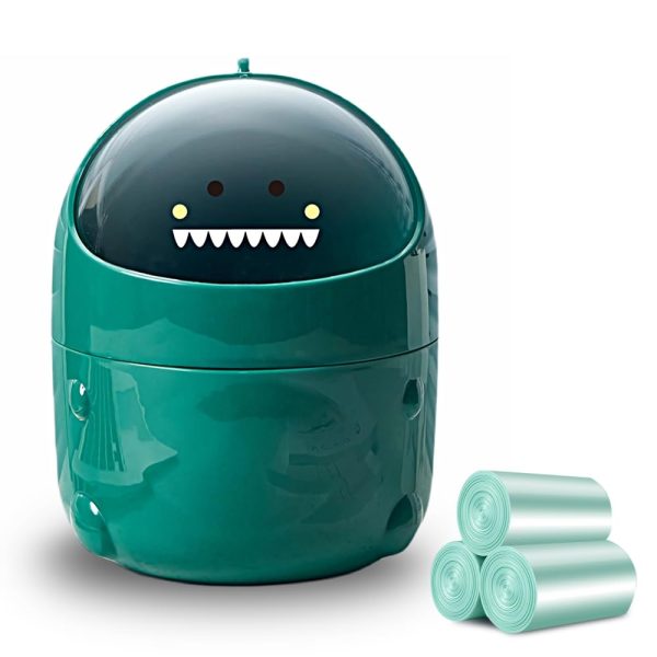 Desktop Trash Can with 90 Trash Bags, Cute Trash Can Creative Waste Basket Storage bin, Plastic Garbage Can for Kitchens Offices Bathrooms Dressing Table (Green)