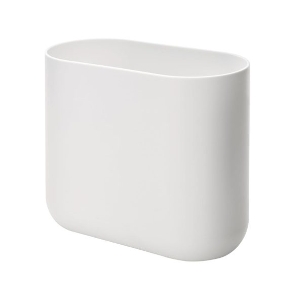 Slim Oval Plastic Waste Basket The Cade Collection, 10.56” x 5.5” x 9.77”, White