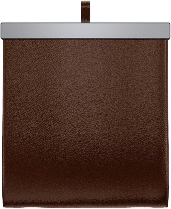 Car Trash Can, Waterproof Hanging Garbage Can, Magnetic Closure Car Storage Bag, PU Leather Foldable Trash Bin for Seat Back, Large Capacity Vehicle Organizer Accessories (Brown)