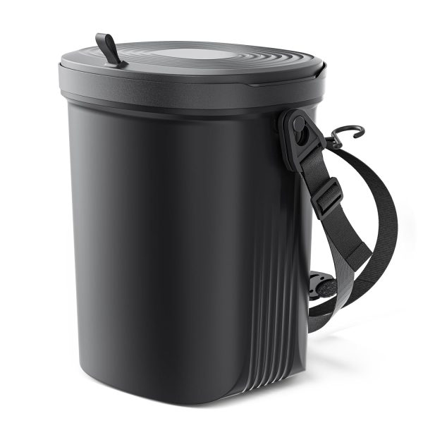 Trash Can for Car Garbage: Leakproof Silicone Car Waste Bin w/Lid for Drivers and Passengers; 1.9 Gallon Garbage Container for Vehicle, Sedan, , Van,  & Truck (Black)