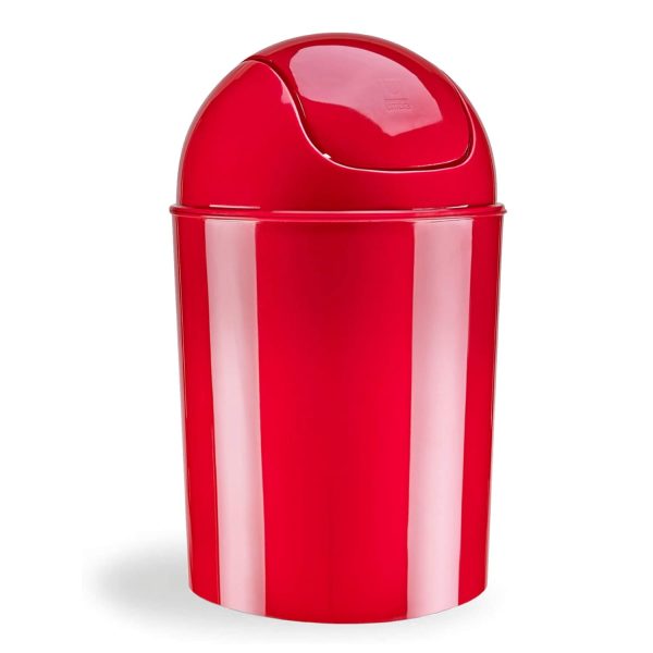 Mini Waste Can, 1-1/4 Gallon with Swing Lid (Red)