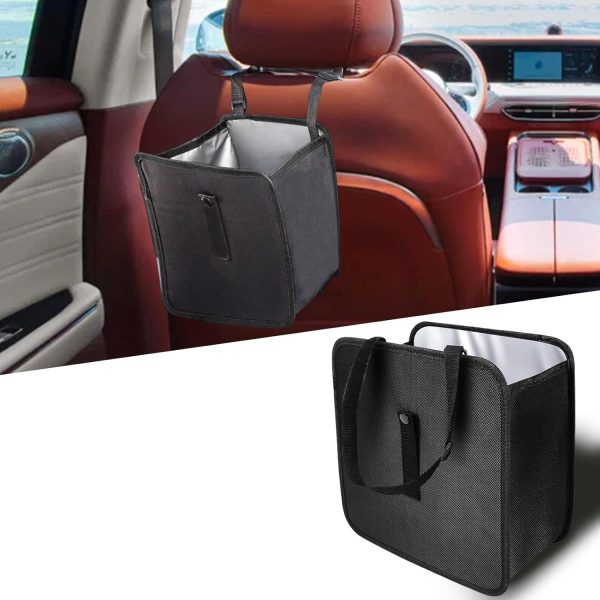 Car Trash Can, Oxford Cloth Foldable Auto Trash Bin Hanging, 1.85 Gallon Capacity Garbage Bag Organizer, Leak-Proof Waterproof Automotive Storage Container, Car Interior Accessories (Medium)