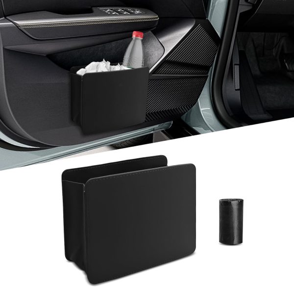 Car Trash Can, Foldable Mini Vehicle Trash Bin Garbage Organizer Holder, Waterproof Auto Interior Hanging Dustbin Storage Bag Container, Multi-Function Trash Box Universal for Most Cars s (Black)