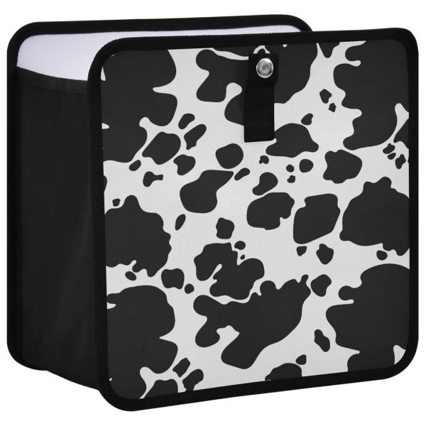 Black White Cow Car Trash Can Foldable Hanging Animal Skin Print Car Trash Bag Bin Auto Garbage Can Leak-Proof Car Organizer(Large)