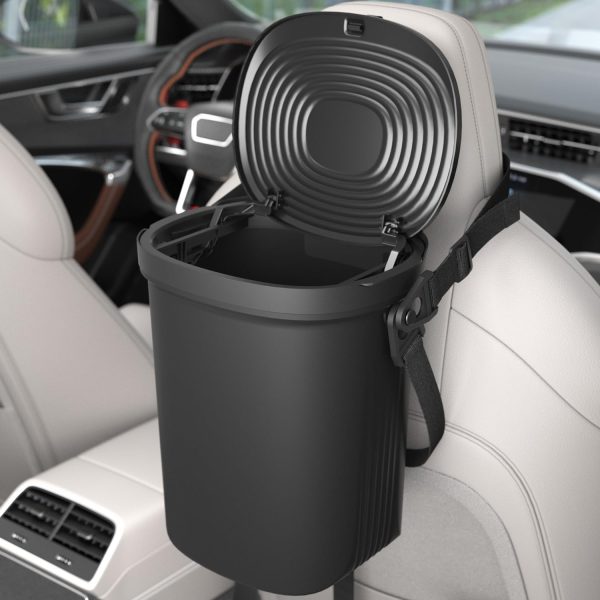 Leakproof Car Trash Can, 1.9 Gallon Soft Silicone Hanging Garbage Bin with Lid, Easy to Clean Vehicle Trash Can, Suitable for Sedans, s, s & Trucks