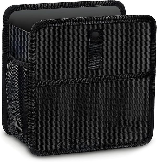 Car Trash Can, Foldable Hanging Car Garbage Container Bin Cloth Trash Bag with Front & Side Pockets, Leak-Proof Waterproof Large Capacity Garbage Can Storage Bag for Car Seat