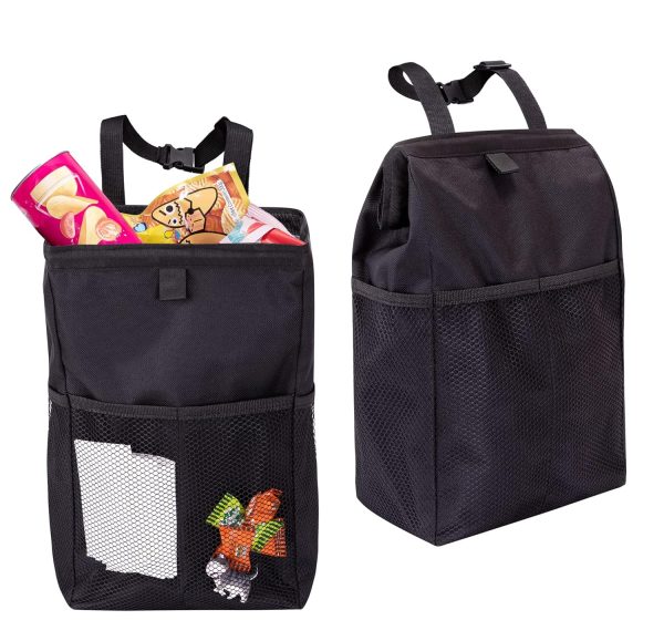 Car Trash Bag Hanging, 2 Pack Large Capacity Car Trash Can, Leakproof Car Garbage Bag, Car Accessories, Foldable Waterproof Car Organizer with 4 Pockets for Camping